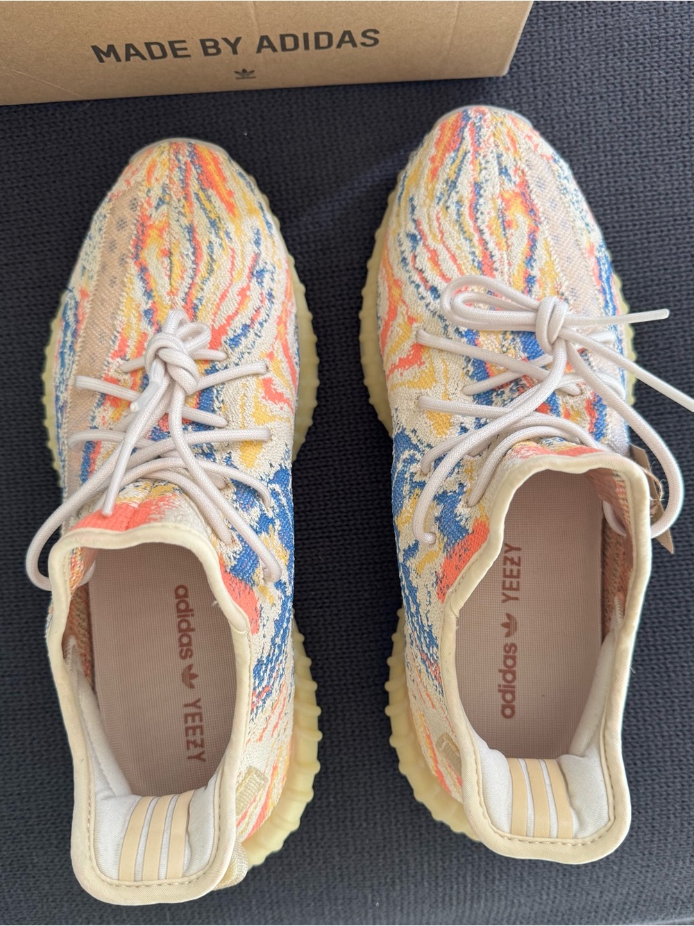 adidas Yeezy Boost 350 V2 Multicolor Knit with Cream & Coral Accents, Size 12 US